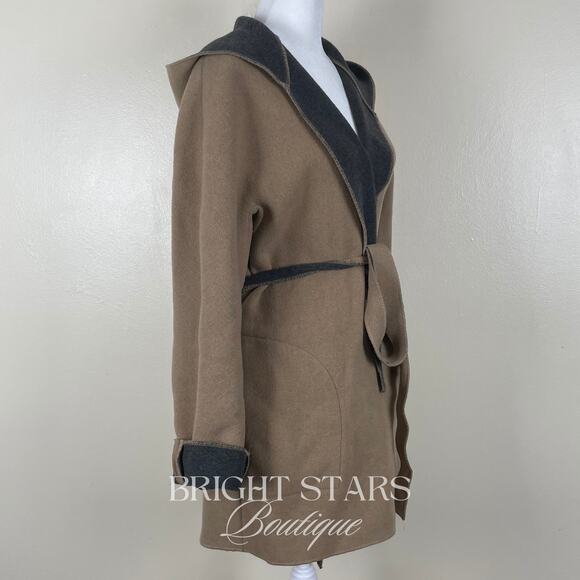 Rare Vintage Wool Coat Jacket ASO Buffy Summers BtVS Womens Tan Gray Belt - Picture 7 of 15